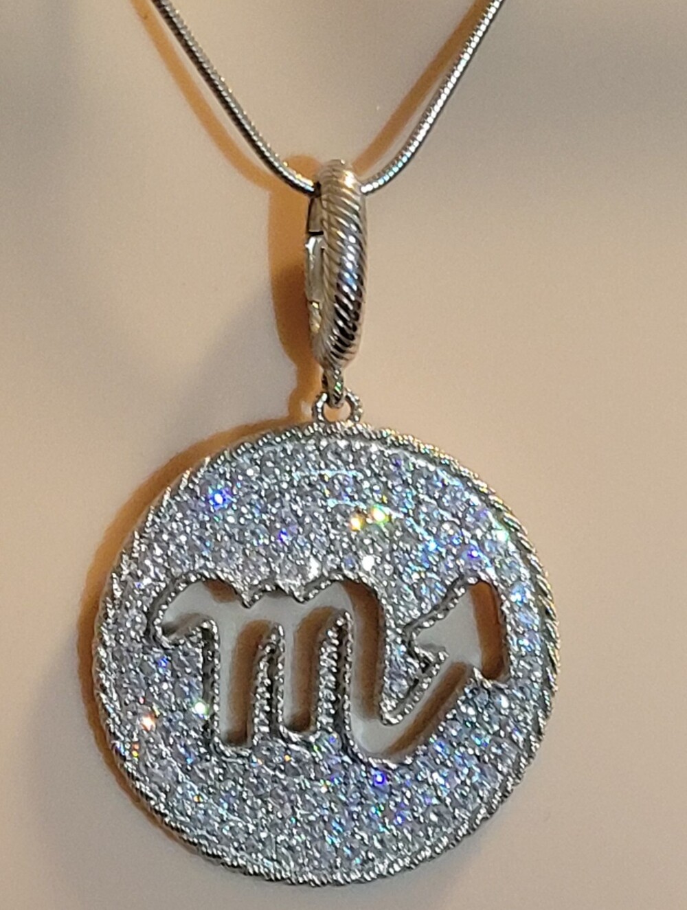 Judith Ripka Silver Scorpio Zodiac Circle Pendant Necklace